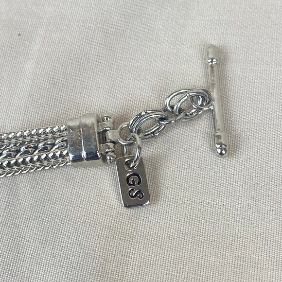 Ginger Snaps Silver Tone Multi Chain Toggle Bracelet Snowflake Interchangeable - Picture 5 of 8